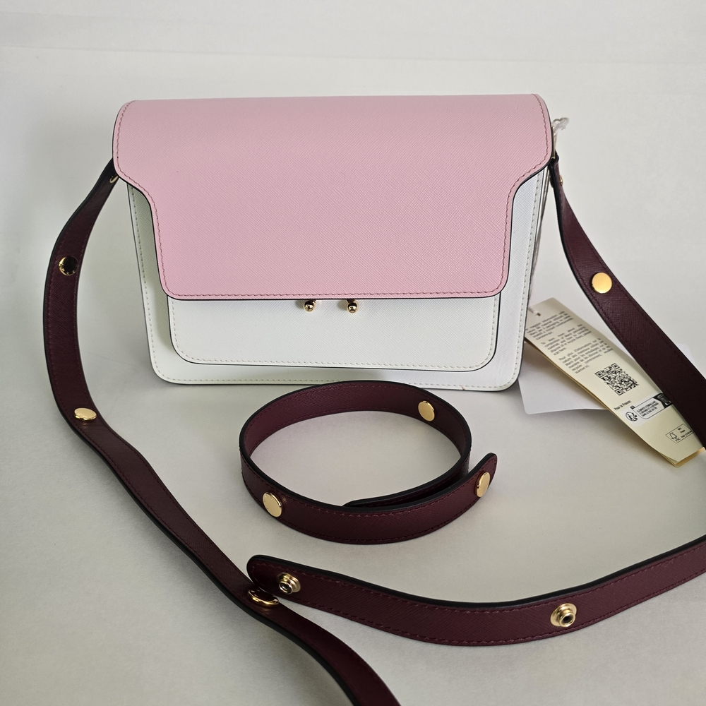 Marni Trunk Medium Crossbody Bag Pink White - Picture 4 of 11